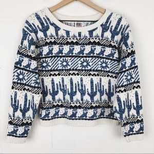 Vintage Cotton Western Patterned Sweater Boots Cactus Sun